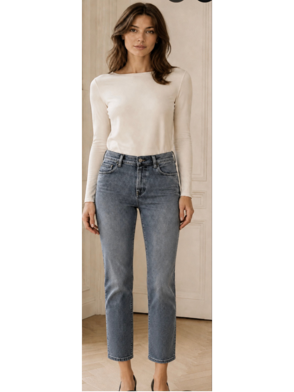 Prada Straight Leg Cropped Jeans Size 28 Blue w Satin Cuffs NWT!